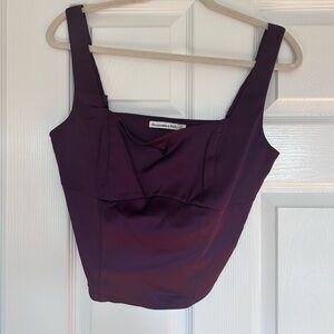 Wine satin stretch corset top